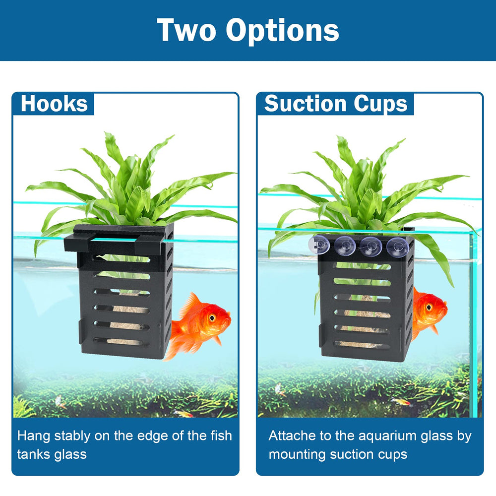 Uprony hanging aquarium plant pots 24 hooks enable flexible placement along tank edges.