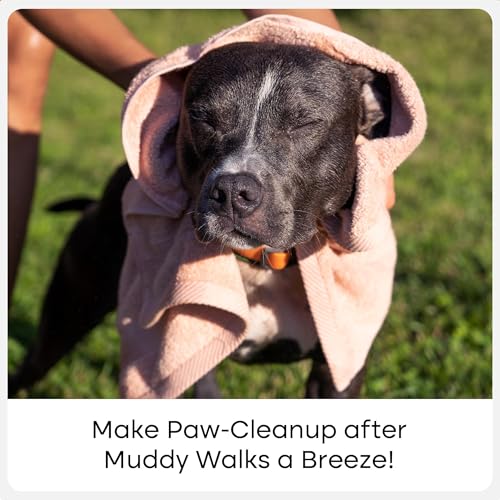 Uproot Clean Dog Paw Cleaner no-rinse design with foam illustrates quick cleaning.