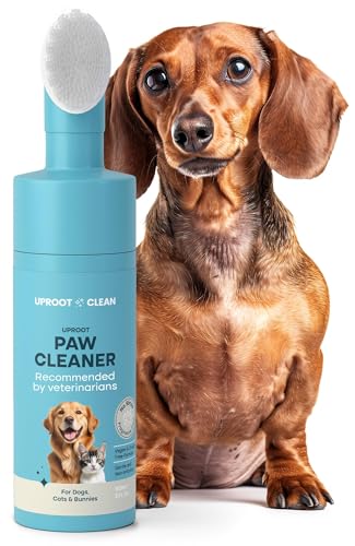 Uproot Clean Dog Paw Cleaner nozzle in use shows easy no-rinse cleaning.