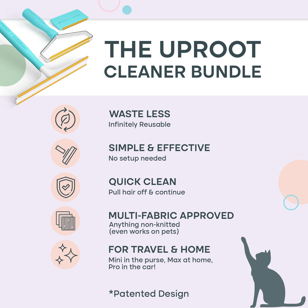 Uproot Clean Max carpet scraper hair tackles deep fur on carpets.
