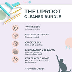 Uproot Clean Max carpet scraper hair tackles deep fur on carpets.