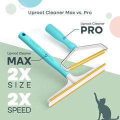 Uproot Clean Max dog hair remover on sofa highlights effortless upholstery lint removal