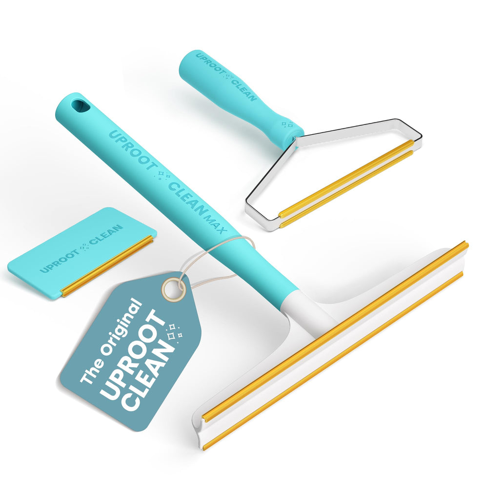 Uproot Clean Mini fur remover handle glides over fabric for quick pet-hair removal.