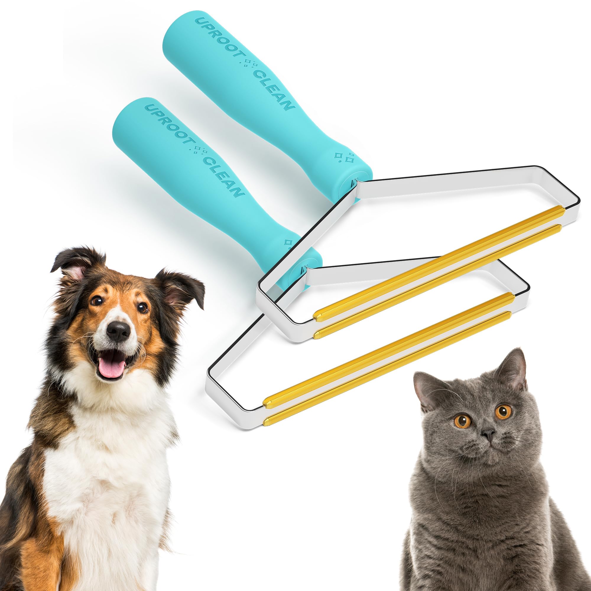 Uproot Cleaner Pro angled shot removes embedded fur from furniture