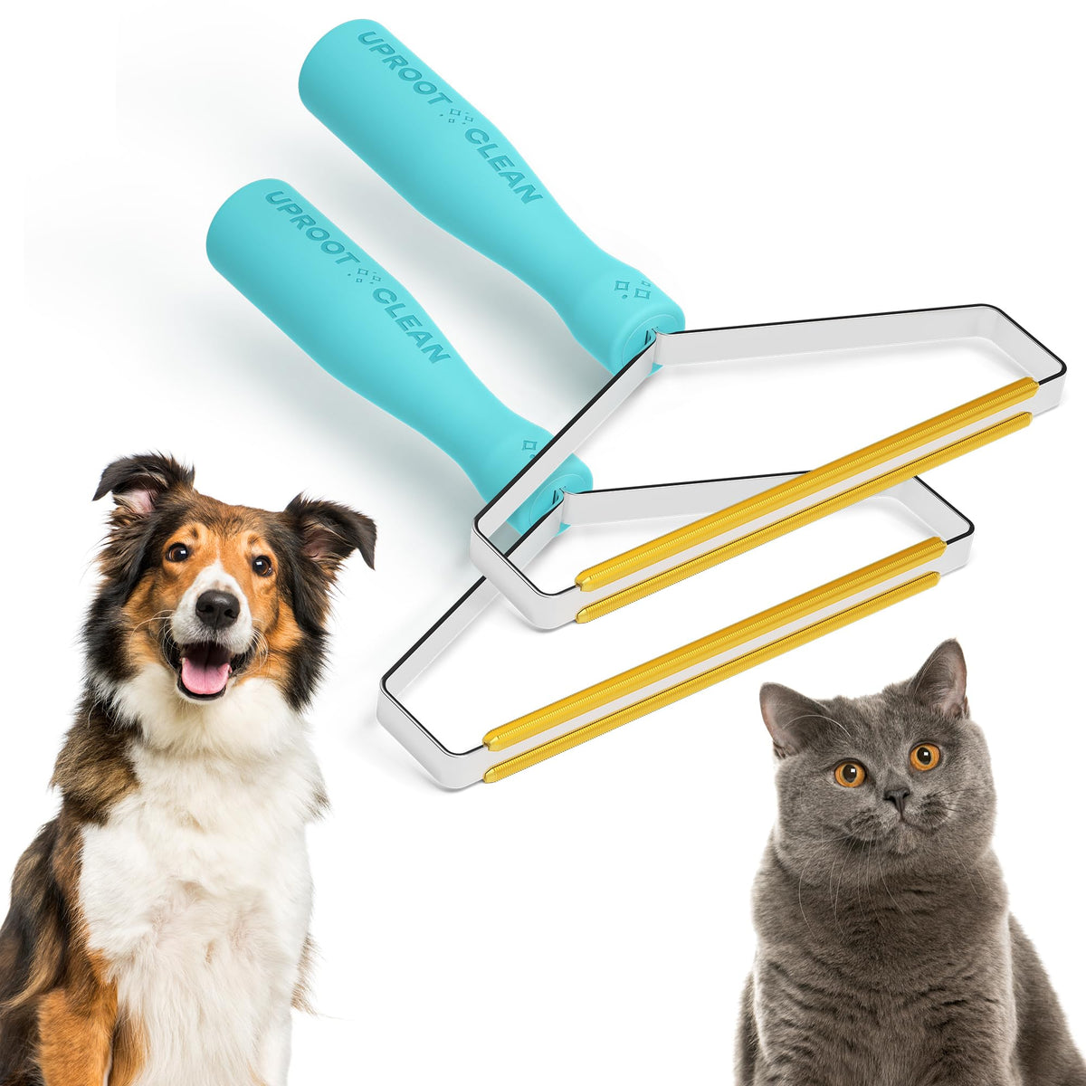 Uproot Cleaner Pro angled shot removes embedded fur from furniture