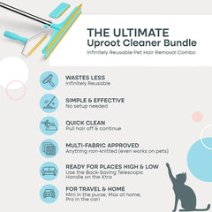Uproot Cleaner Xtra carpet fur removal tool tackles dense fur.