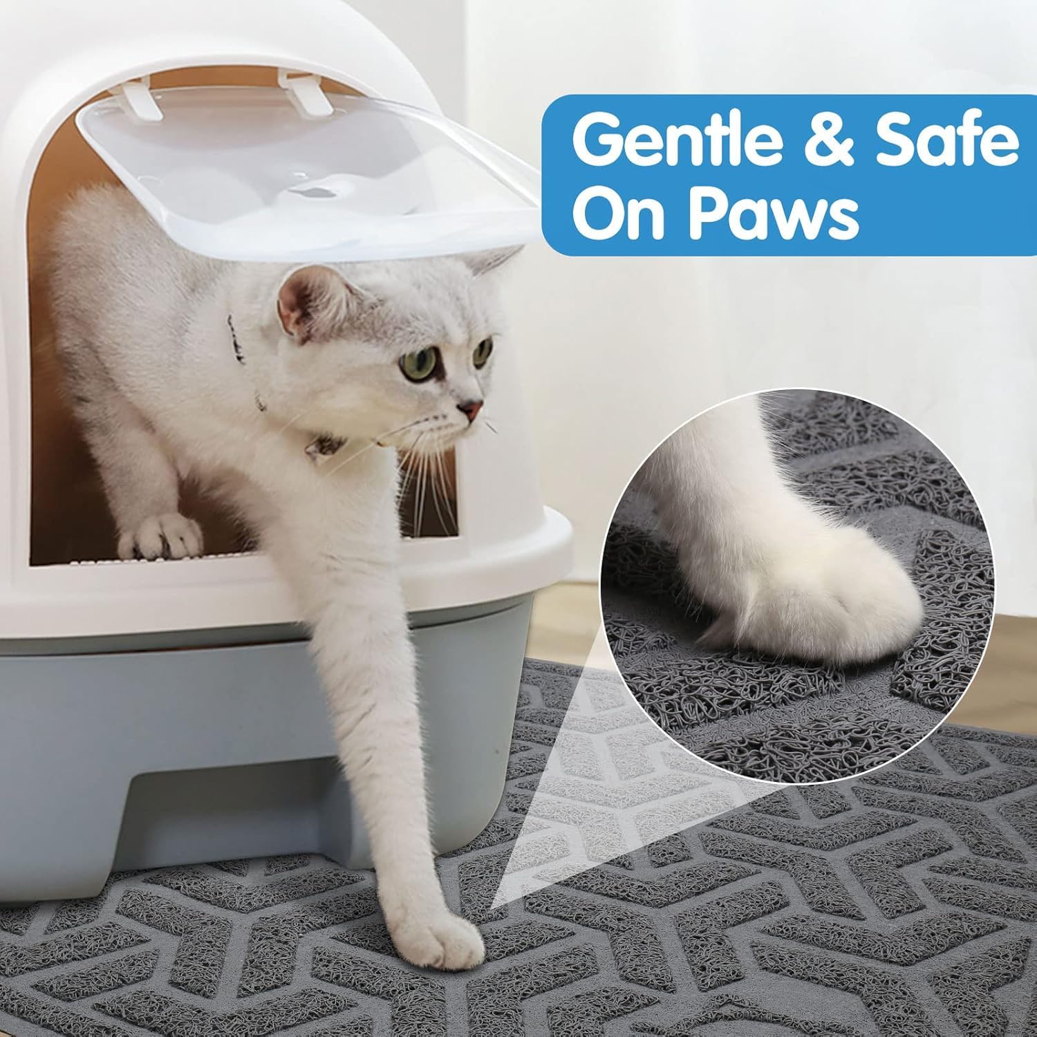 UPSKY Cat Litter Mat anti-slip bottom keeps the mat in place.