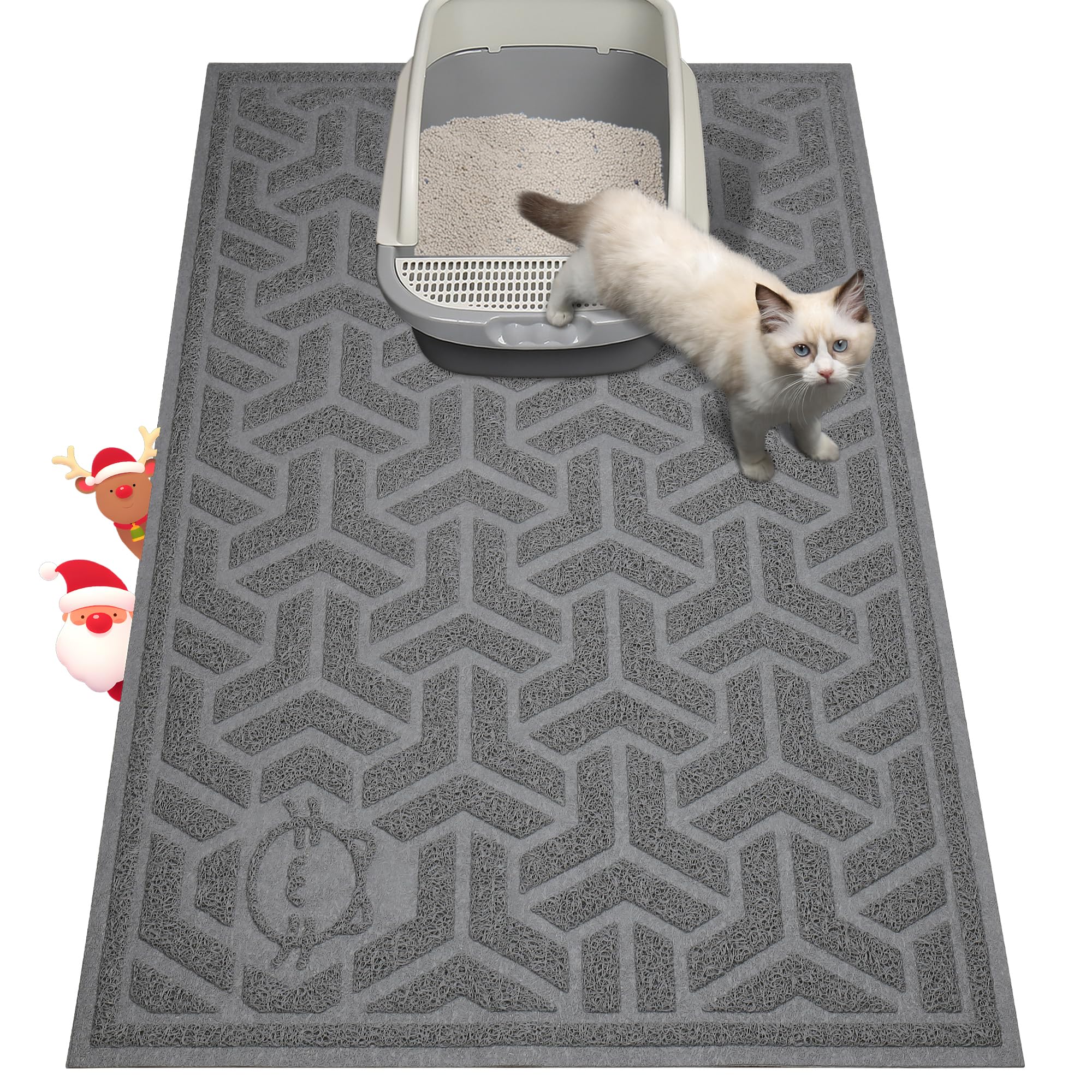 UPSKY Cat Litter Mat large size controls scatter around the box.