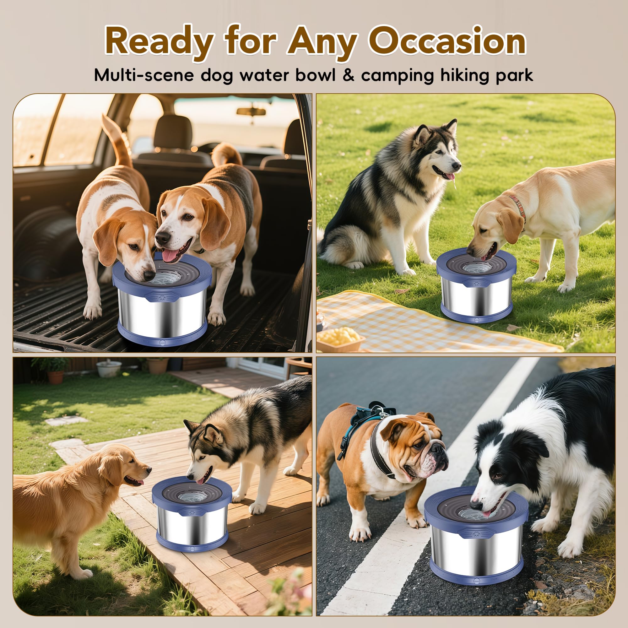 UPSKY dog water bowl stainless steel durable construction for daily use.