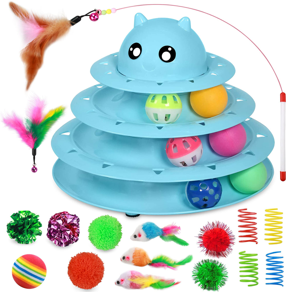 UPSKY 20-pcs cat toys set with colorful assortment for independent, engaging play.