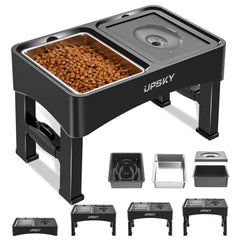 UPSKY 3-in-1 elevated bowls with stand show effortless height adjustment for growing dogs.