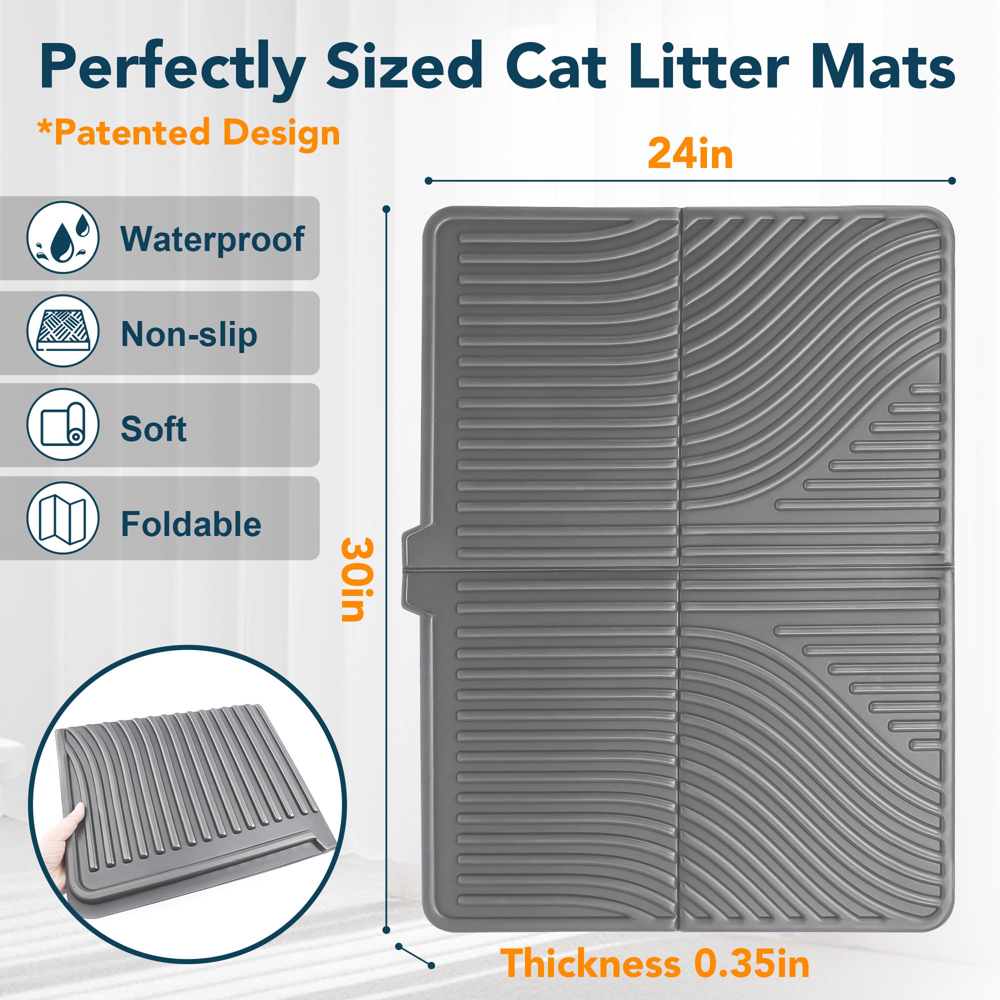UPSKY Cat Litter Mat large size covers more area for less scatter.