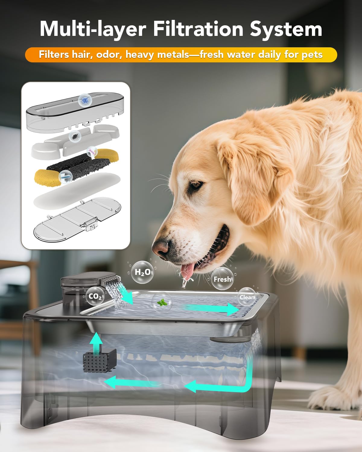 UPSKY includes two replacement filters for fresh-tasting water.