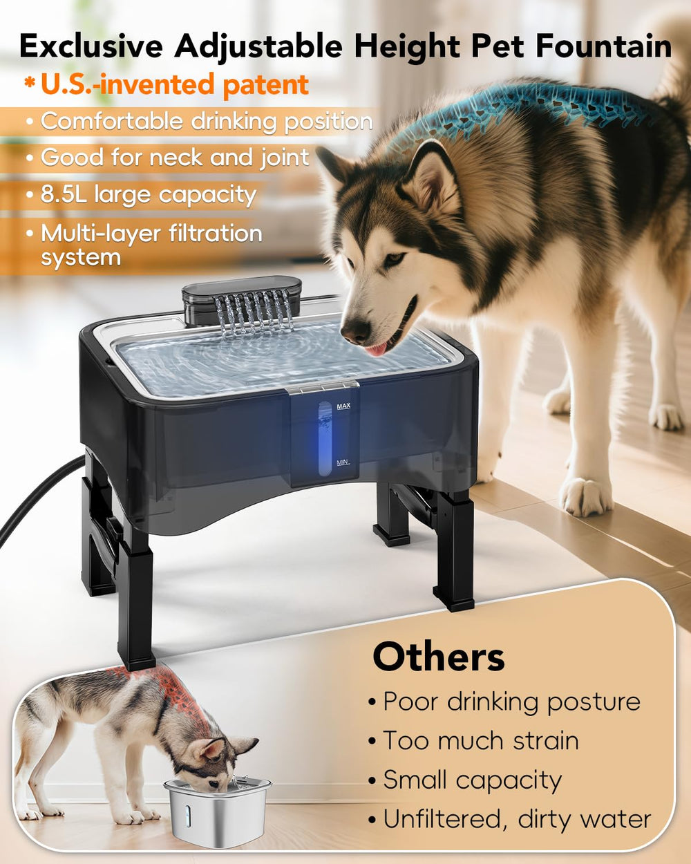 UPSKY multi-layer filtration system keeps hair and odors out.