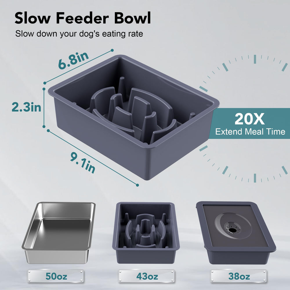 UPSKY no-spill floating-disk water bowl reduces splashes and keeps fur dry.