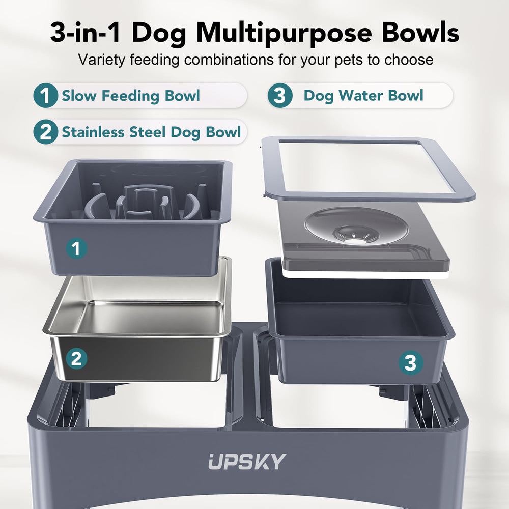UPSKY slow-feeder oval-ridge bowl extends mealtime with gentle pace control.