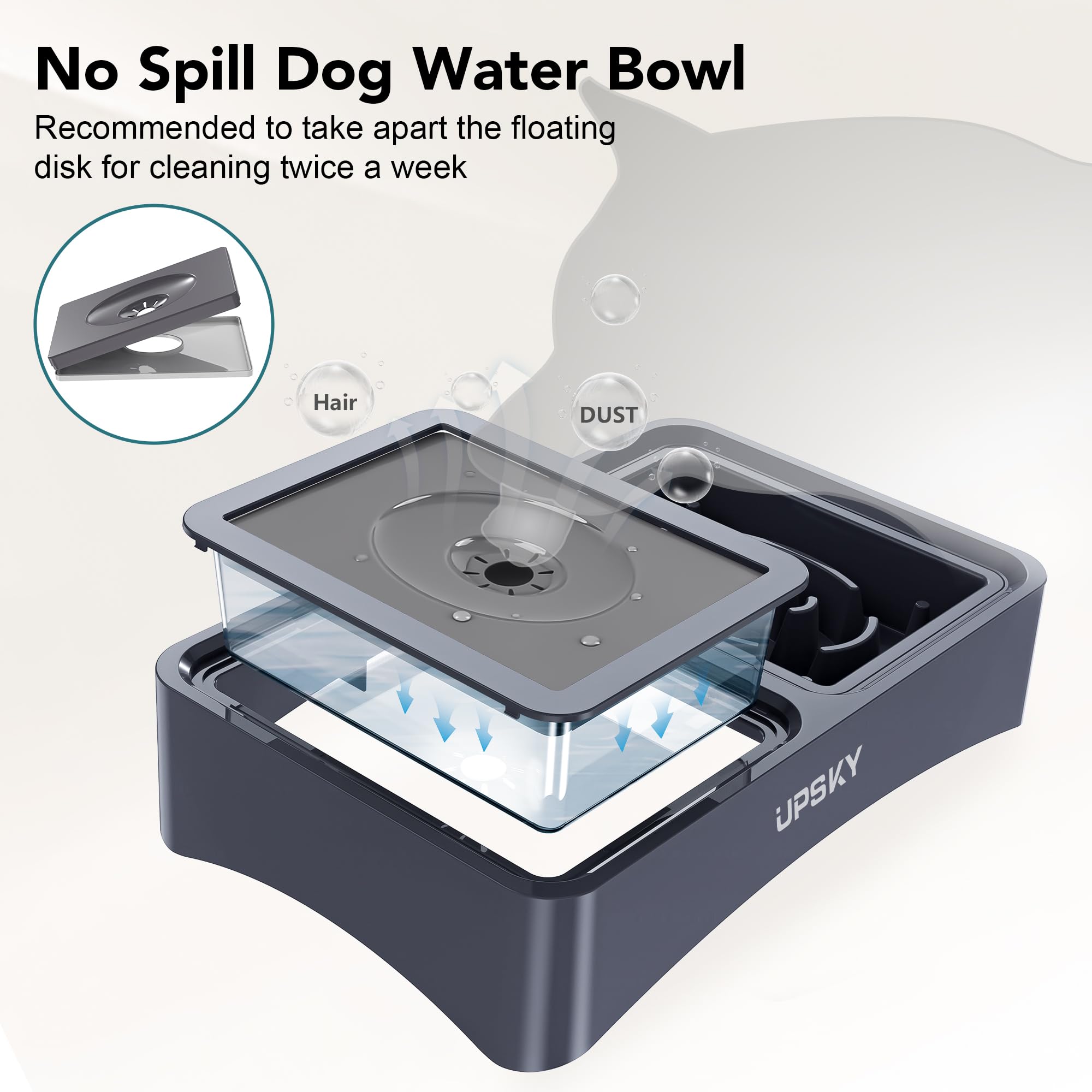 UPSKY stainless steel bowls resist corrosion for durable, easy cleaning feeding set.