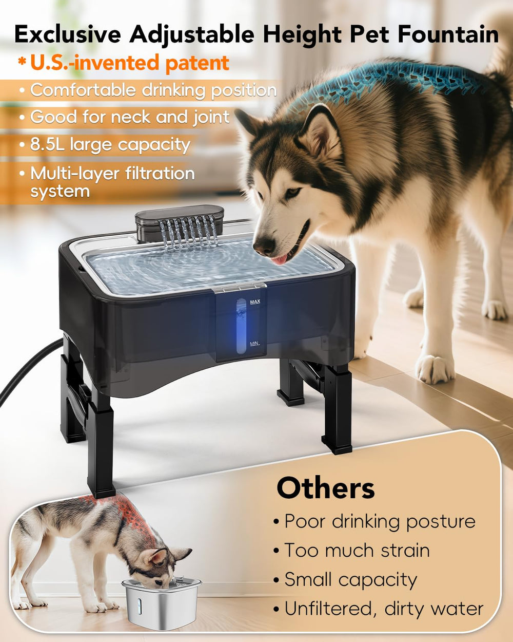 UPSKY ultra-quiet pump ensures a calm water feature indoors.