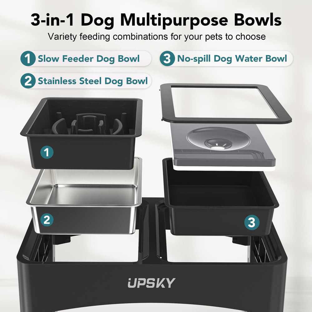 UPSKY slow-feeder bowl with oval ridges slows eating for longer meals.