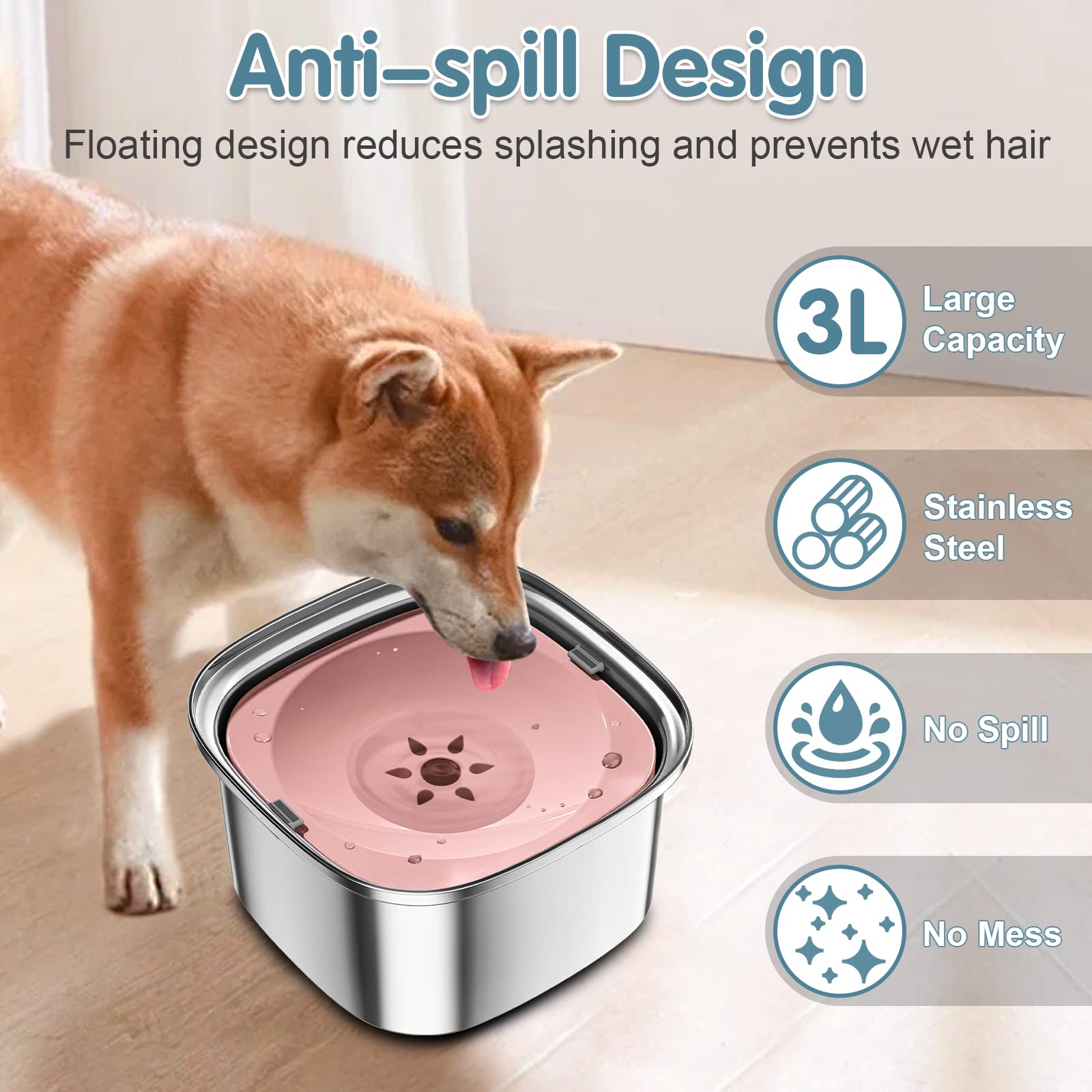 UPSKY 3L dog water bowl dishwasher-safe for easy cleaning.