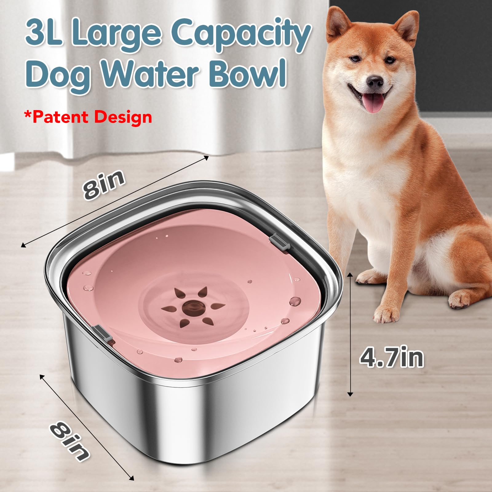 UPSKY 3L dog water bowl with no-spill design keeps surfaces clean.