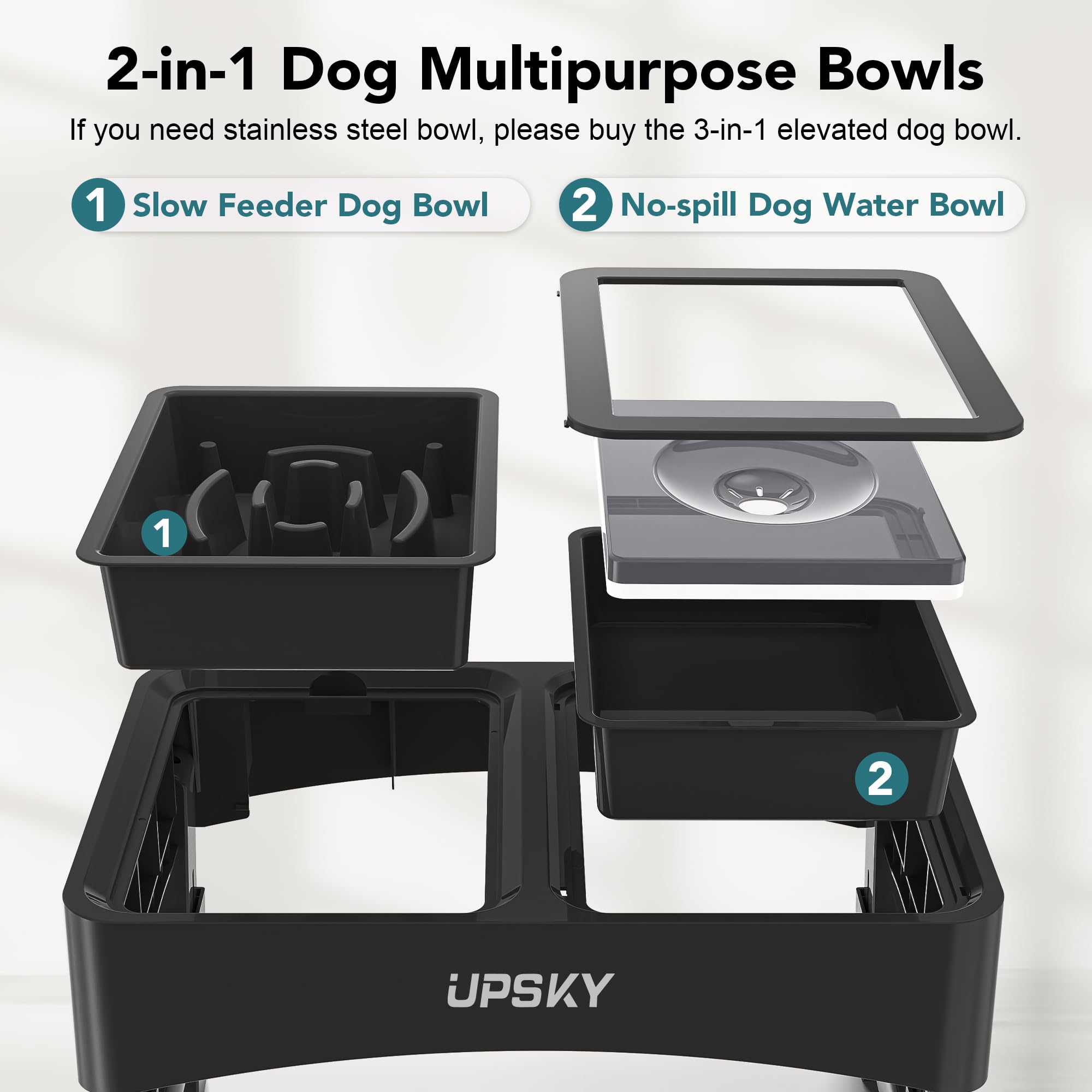 UPSKY anti-slip base keeps the bowls steady during meals.