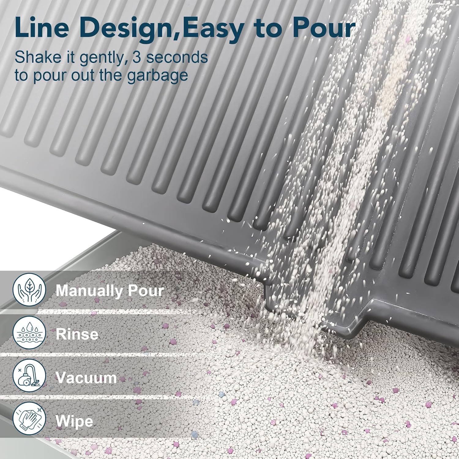 UPSKY cat litter mat easy-clean surface cleans quickly after use.