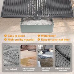 UPSKY cat litter mat waterproof-raised-edges protect floors from spills and moisture.