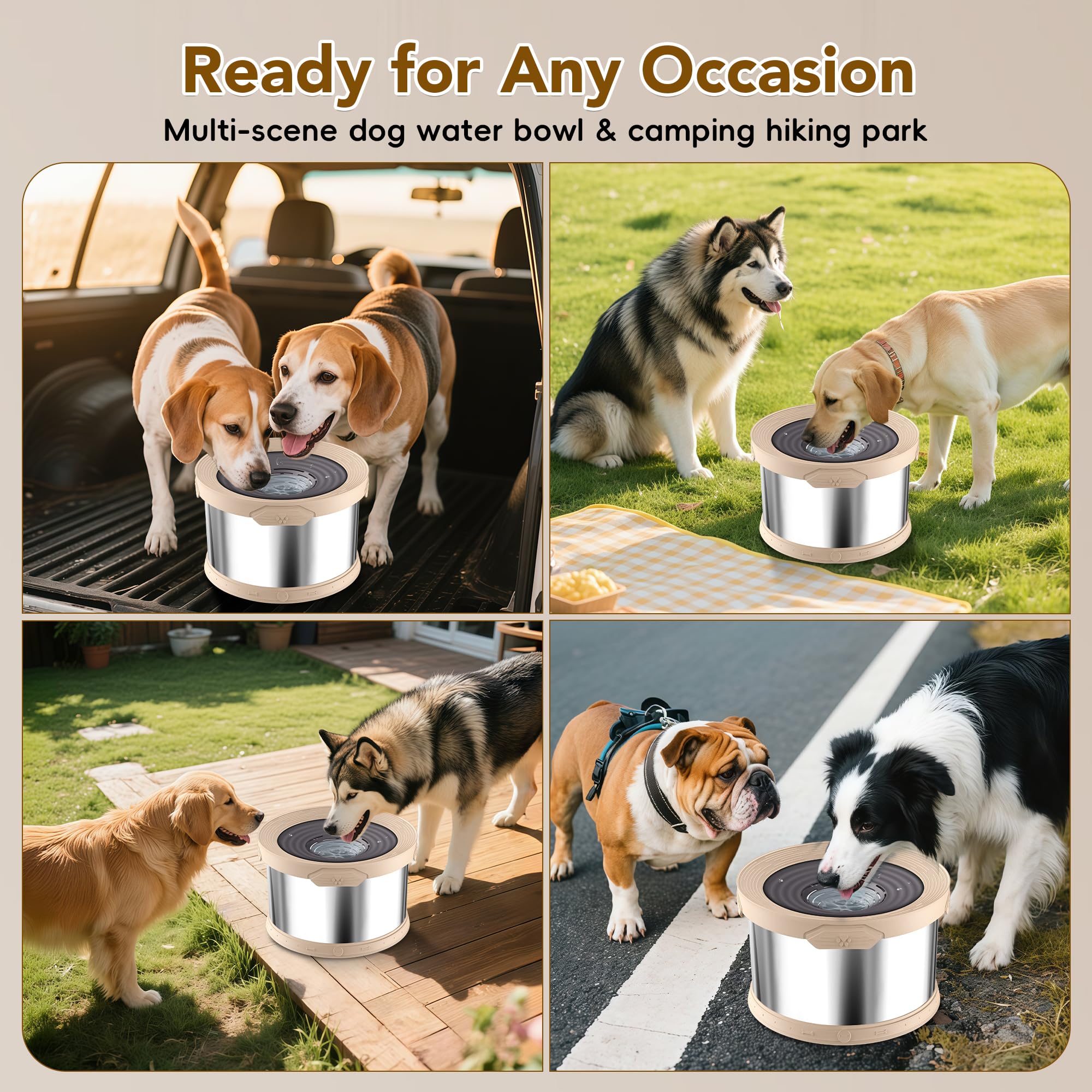 UPSKY no-spill 10L bowl dishwasher-safe tag indicates easy cleaning