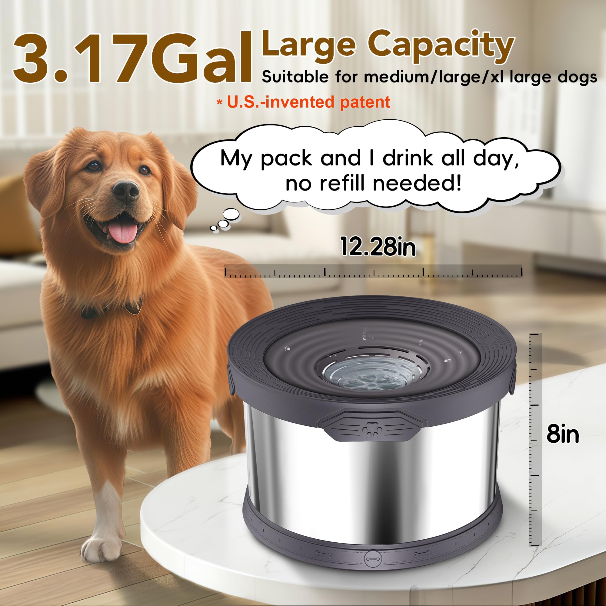 UPSKY no spill design reduces dog water mess and drips