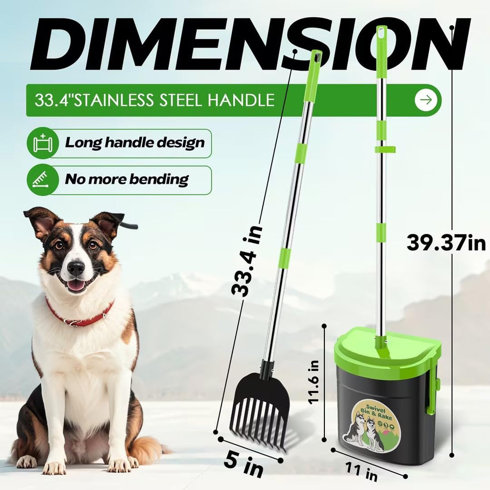 UPSKY long-handle pooper scooper enables comfortable yard cleanup
