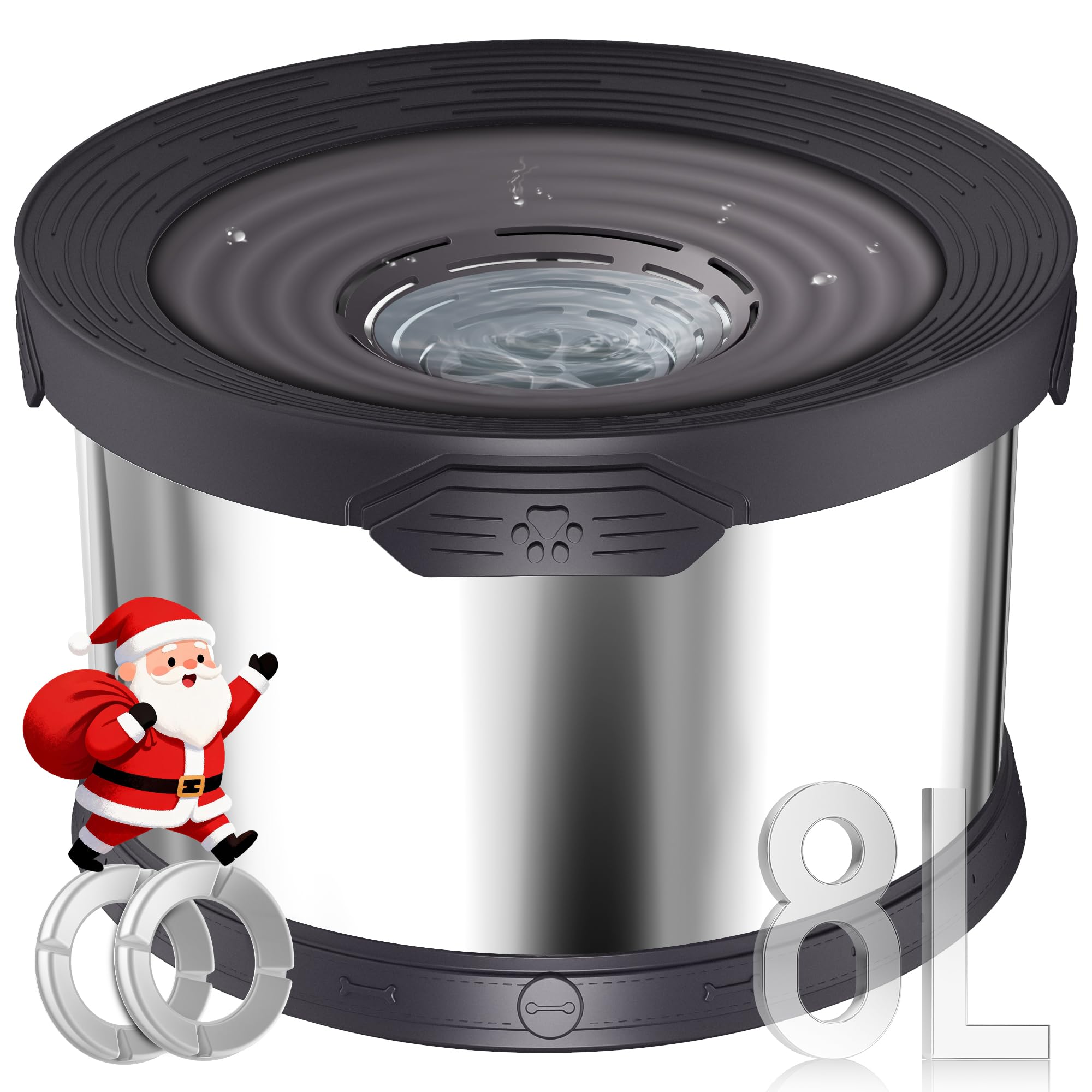 UPSKY no-spill 8L stainless steel dog water bowl prevents spills for messy drinkers.