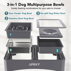 UPSKY no-spill water dispenser reduces splashes and keeps fur dry during drinking