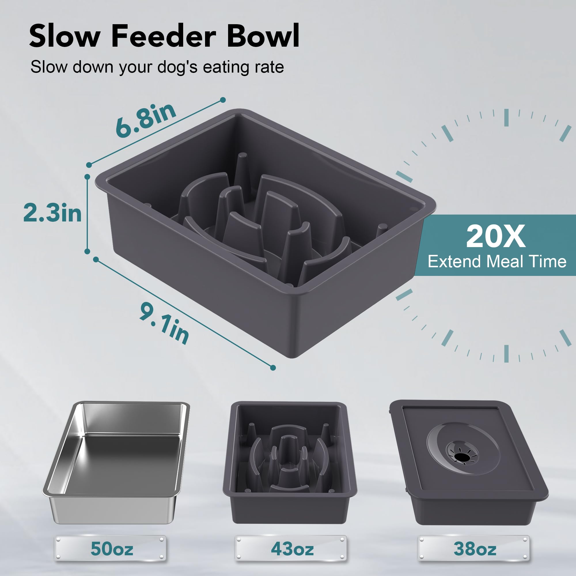 UPSKY slow-feeder oval ridge bowl slows eating for calmer mealtimes