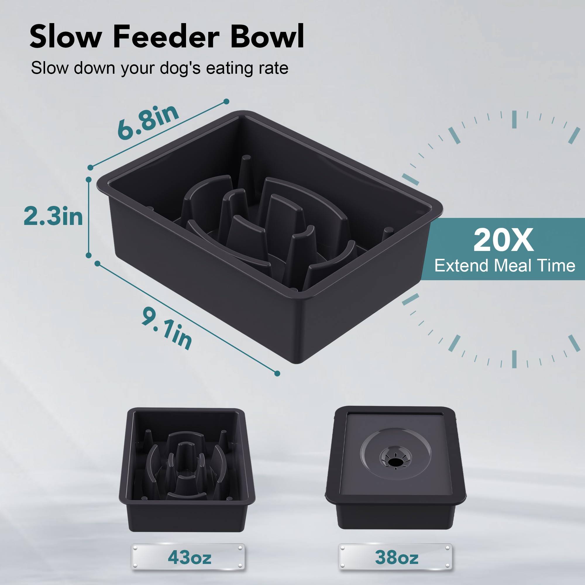 UPSKY slow-feeder with oval ridges slows eating for calmer meals.