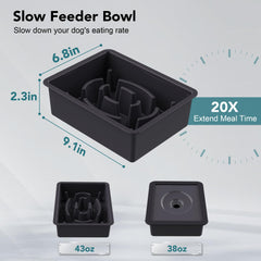 UPSKY slow-feeder with oval ridges slows eating for calmer meals.