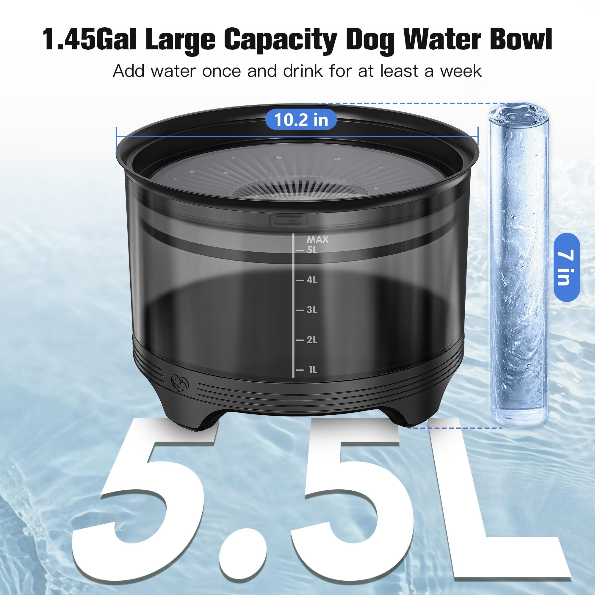 UPSKY splash-proof slow feeder prevents spills while pets drink comfortably.