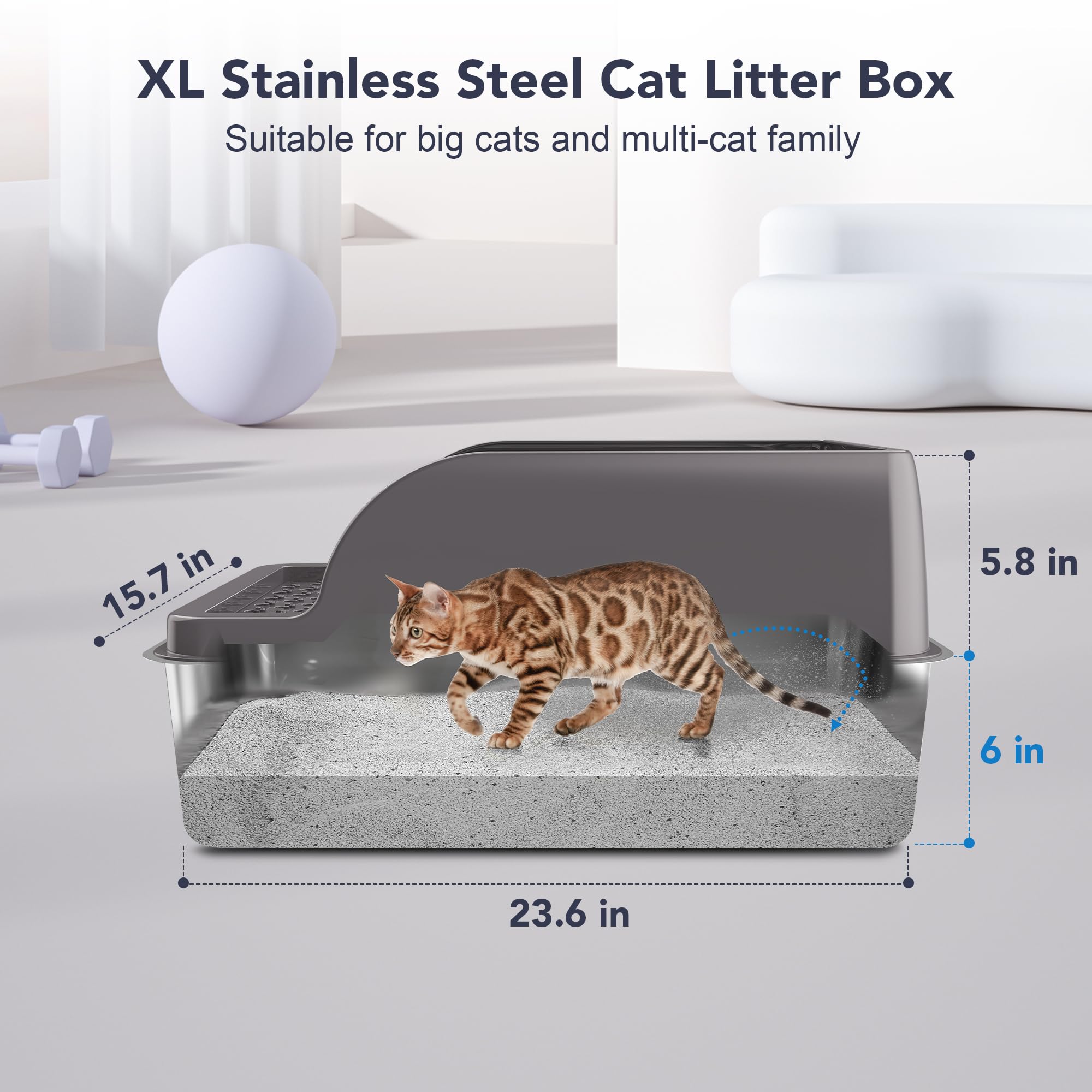 Upsky XL cat litter box dimensions highlight roomy interior for large breeds.