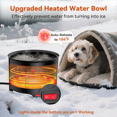 UPSKYPET chew-resistant power cord on durable weatherproof bowl for flexible placement