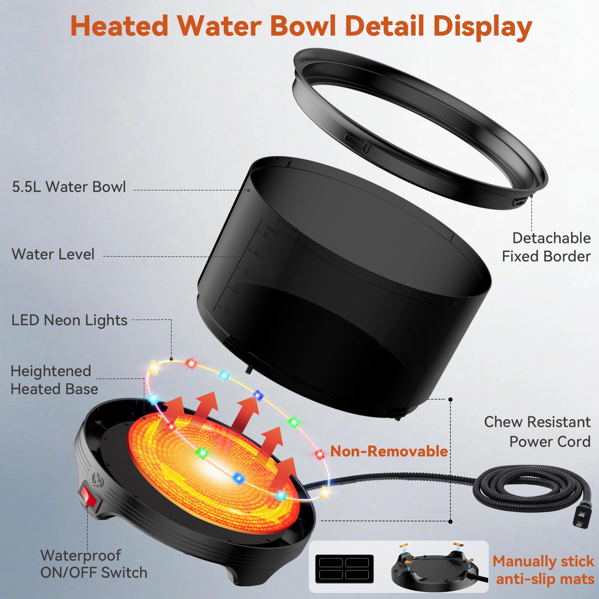 UPSKYPET temperature range 77-104f maintains warm water outdoors