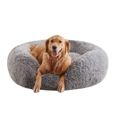 URGVANZ PET calming-dog-bed-round-cuddler plush donut design for soothing large dogs
