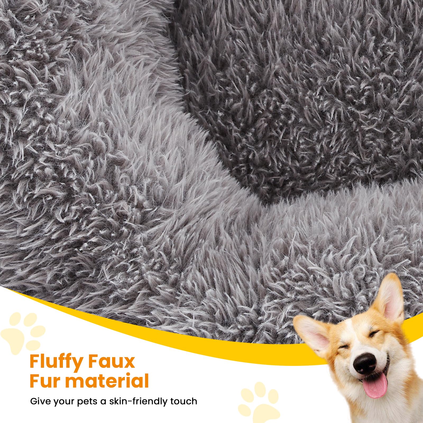 URGVANZ PET faux fur plush surface for soft, cozy resting