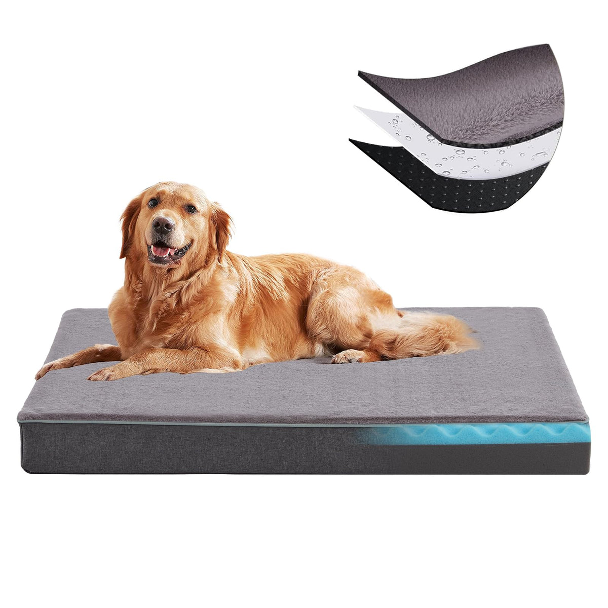 URGVANZ PET orthopedic memory foam bed close-up shows supportive foam for joints.