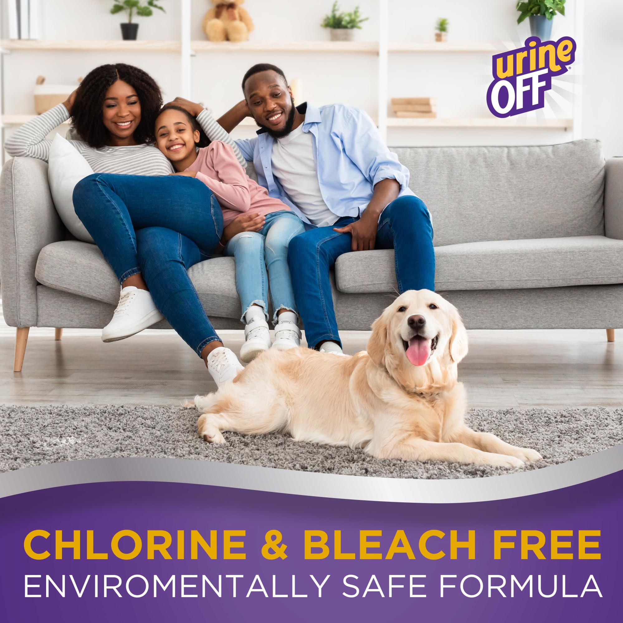 Urine OFF after-clean result on rug and floor surfaces.