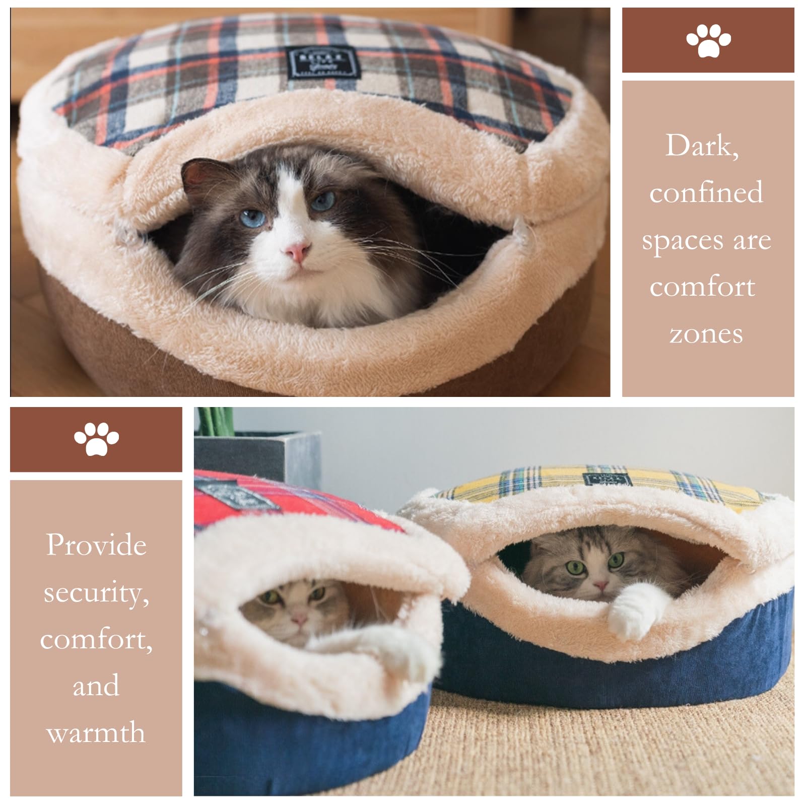 Urnat Cat Cave Bed corduroy interior closeup soft texture cushions cats during lounging.