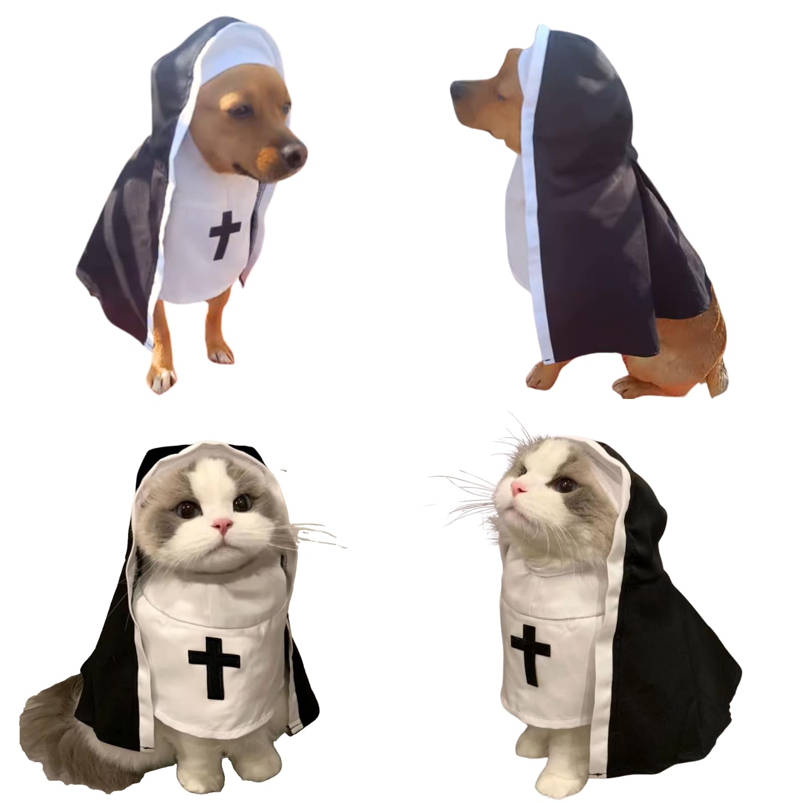 Urnat cat/dog nun costume fabric closeup, soft material enhances pet comfort.