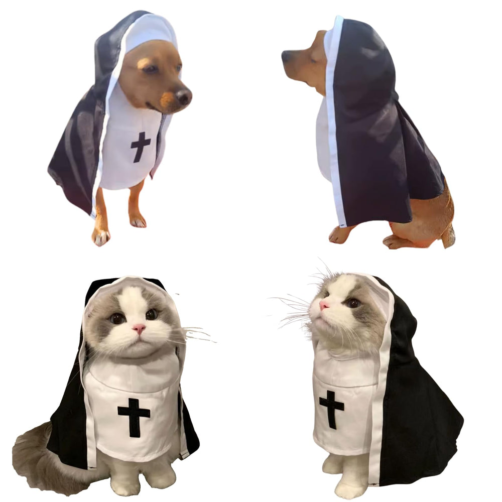 Urnat cat/dog nun costume fabric closeup, soft material enhances pet comfort.