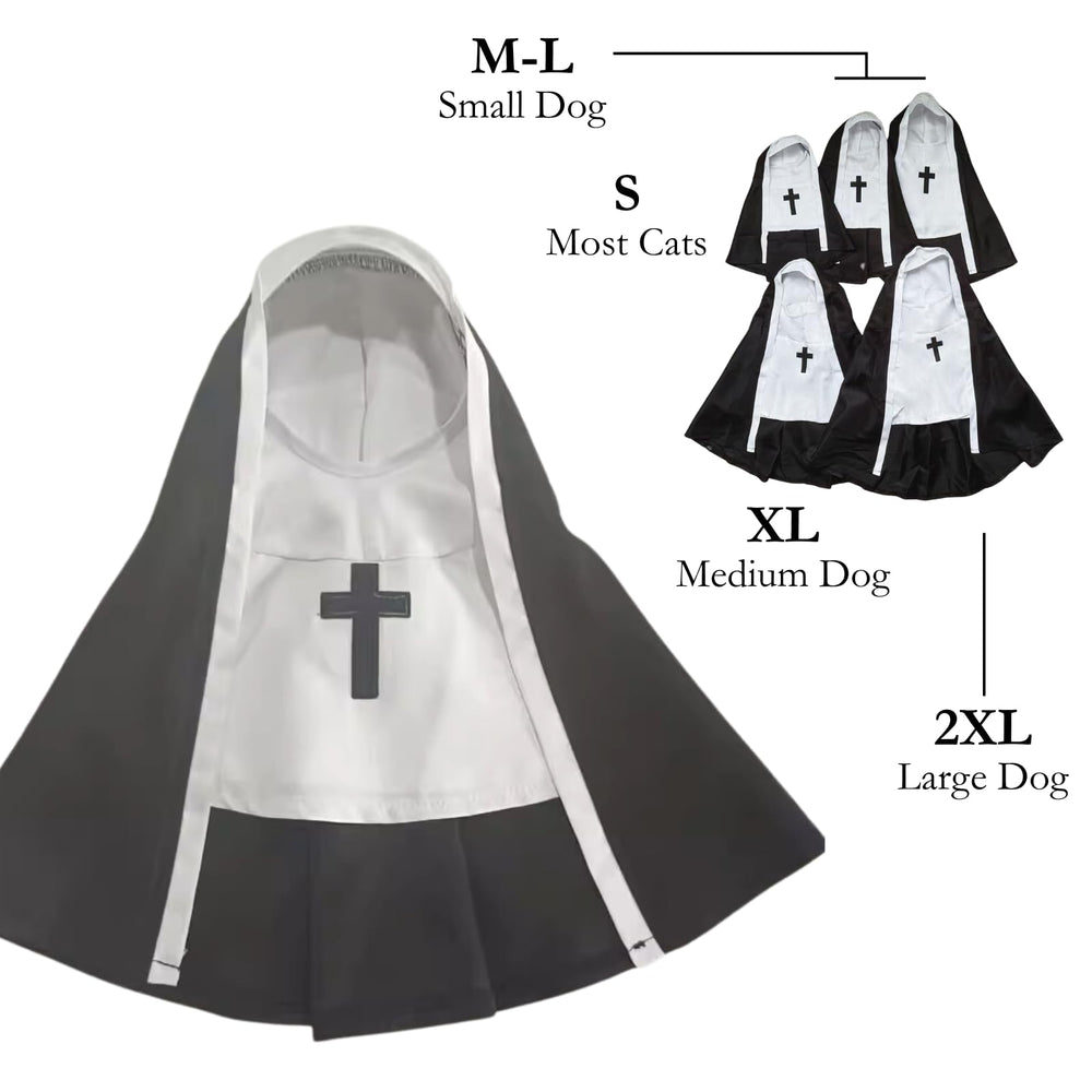 Urnat cat/dog nun costume wear-demo, ideal for holiday cosplay and photos.