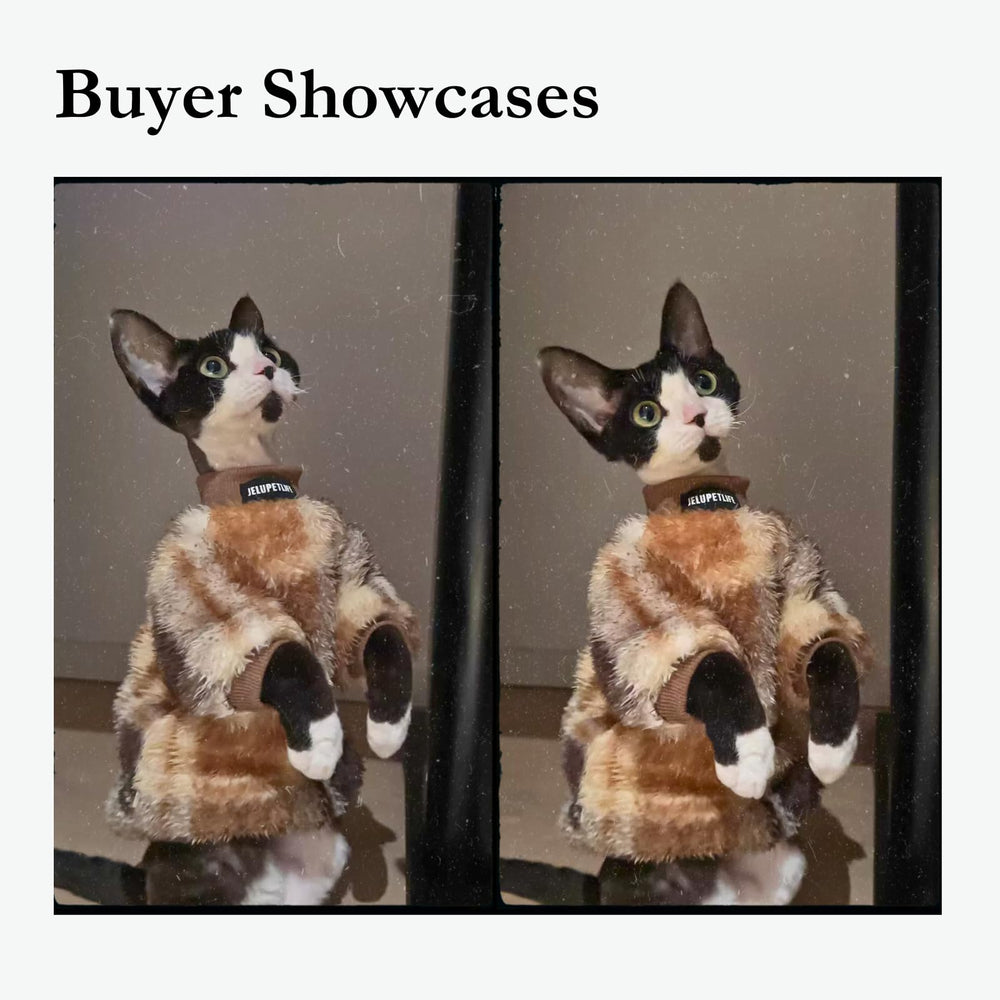 Urnat cat double-sided fleece clothes green back view illustrating secure fit during play