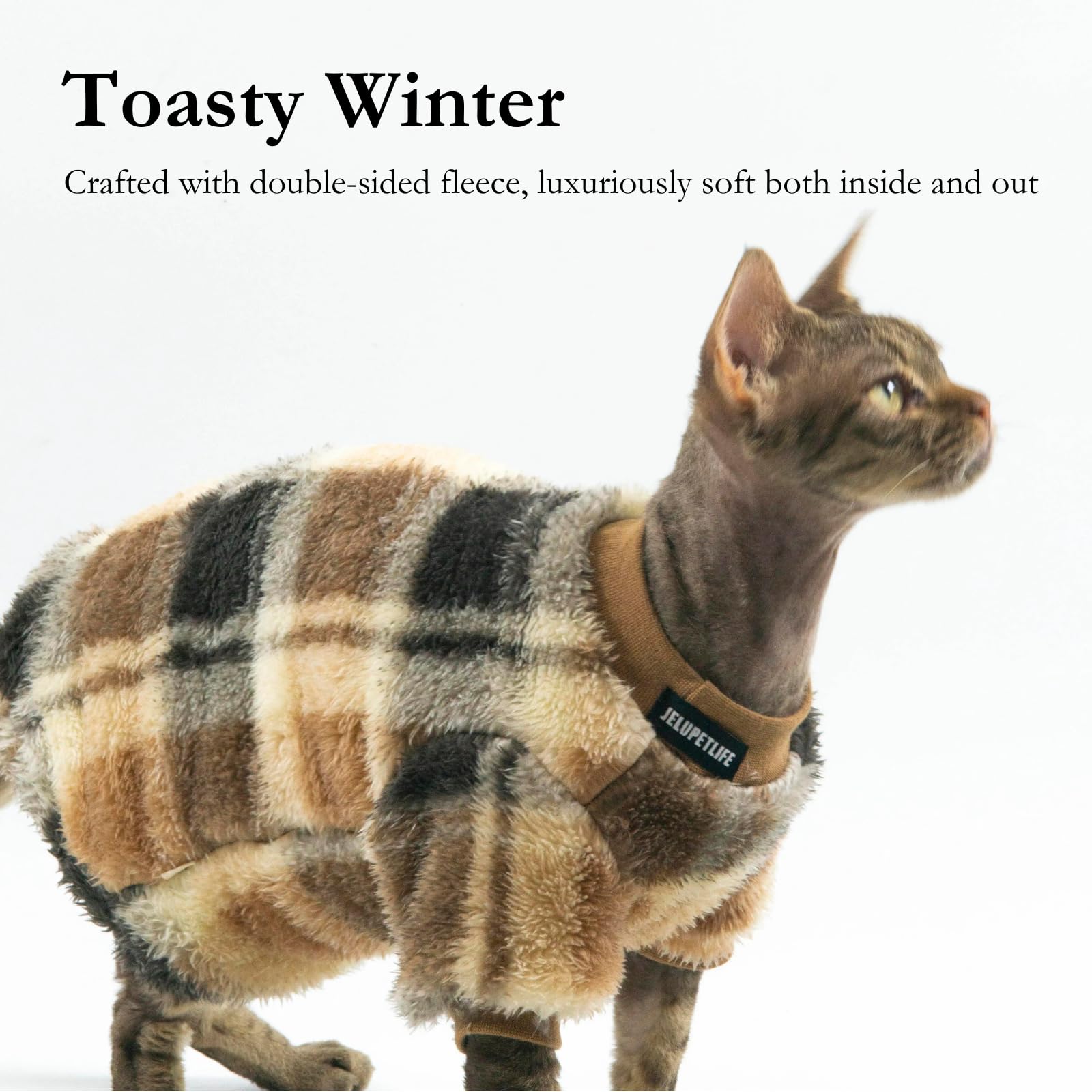 Urnat cat double-sided fleece clothes green closeup fabric highlighting plush interior